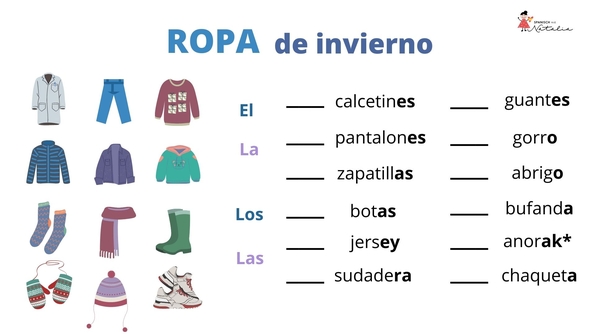 vocabulario ropa en español