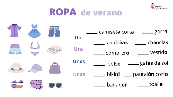vocabulario ropa verano en español